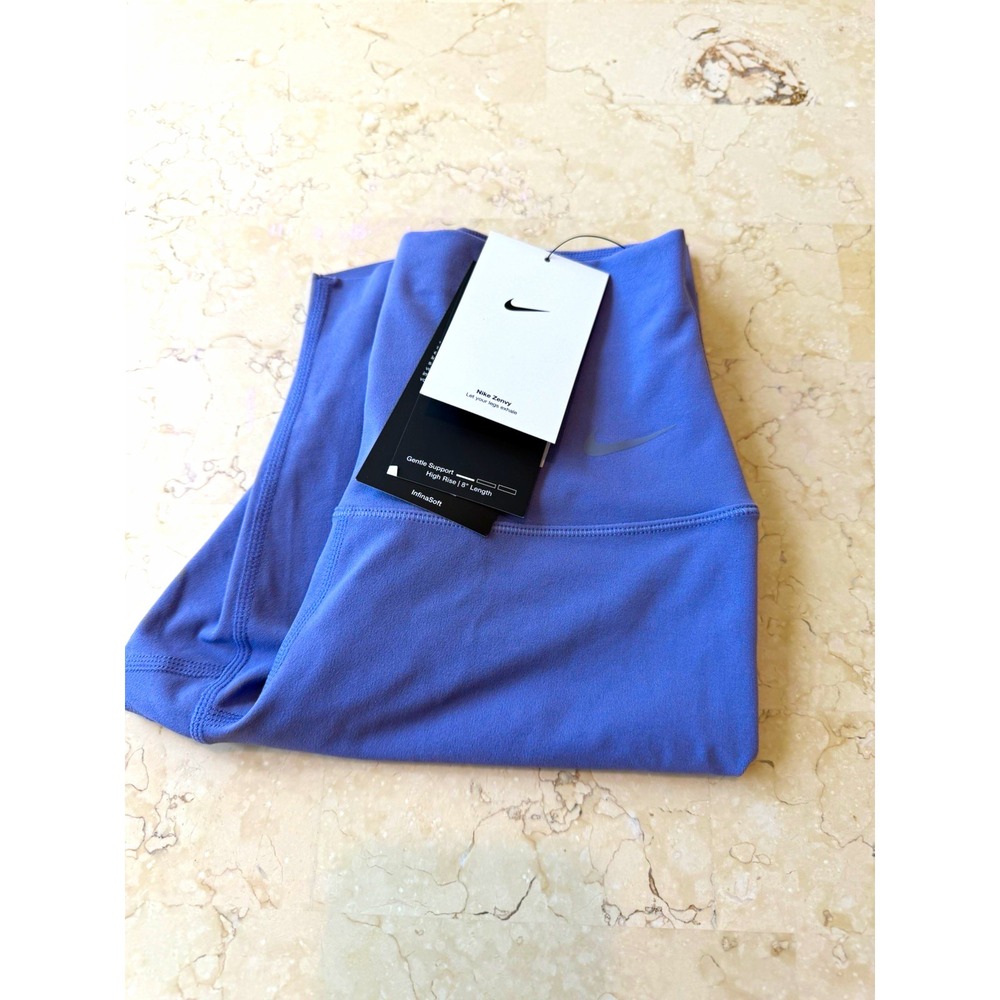 Nike Zenvy Dri-FIT Women's High Rise Biker Shorts Stretch Purple 8" XS - Picture 2 of 11